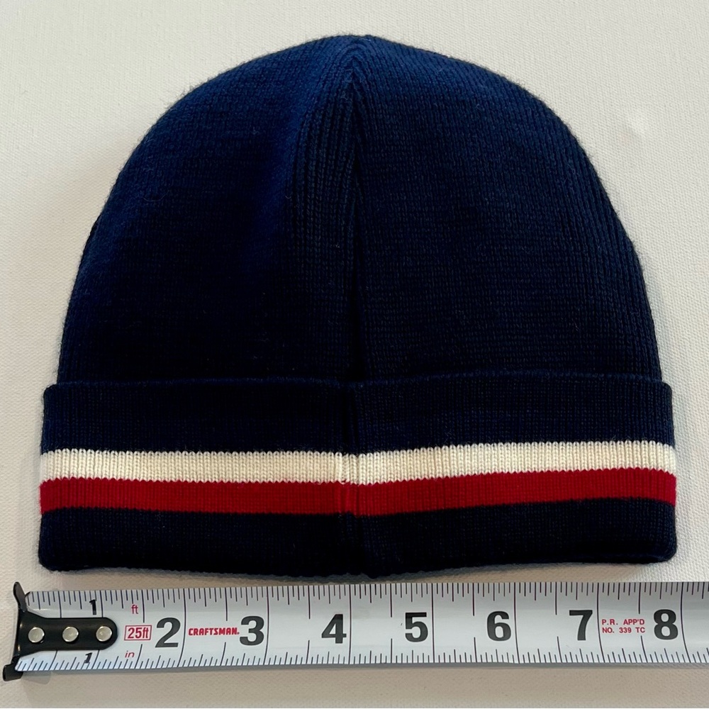 Moncler NWT Navy Beanie Tri Color 100% Virgin Wool - Picture 2 of 5